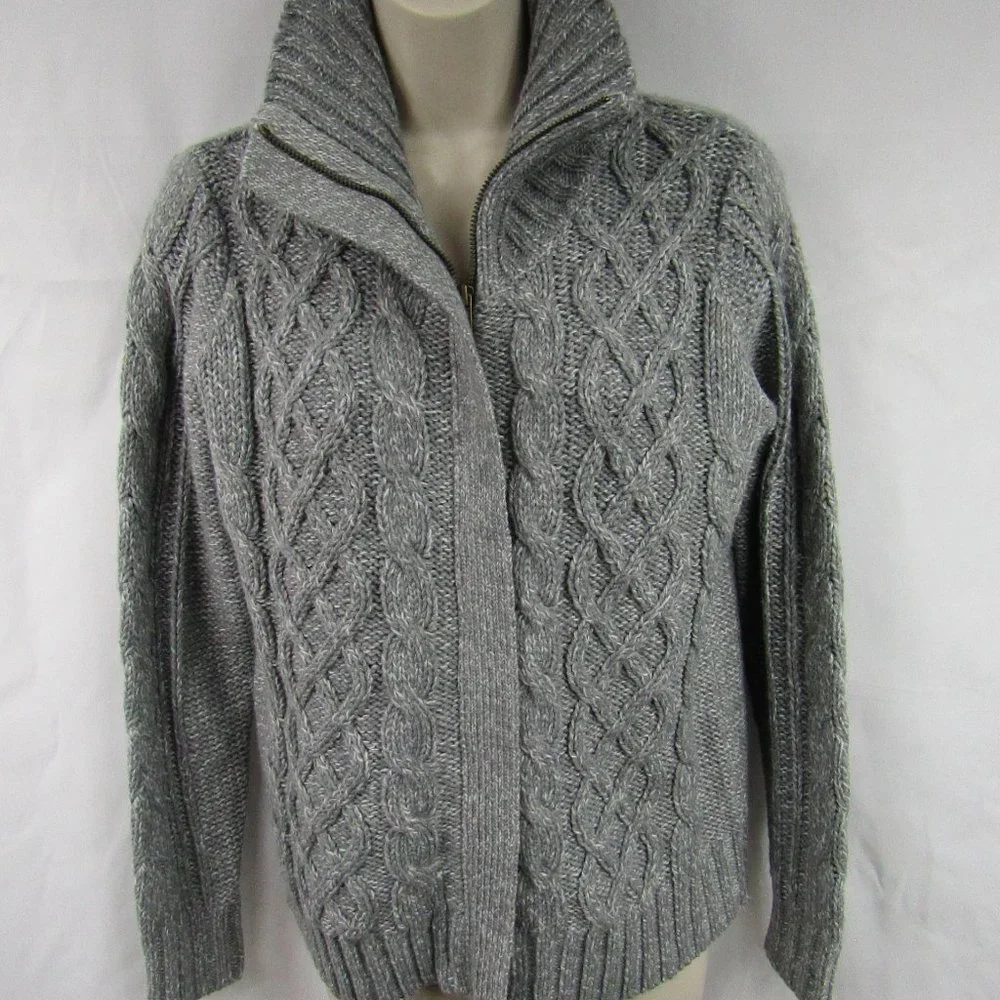 Women's | Petite | St. John's Bay | Grey & White | Zip Up | Cardigan - Picture 1 of 6